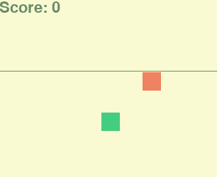 A snake game showing the snake with a score of 0 aiming to capture its first fruit.